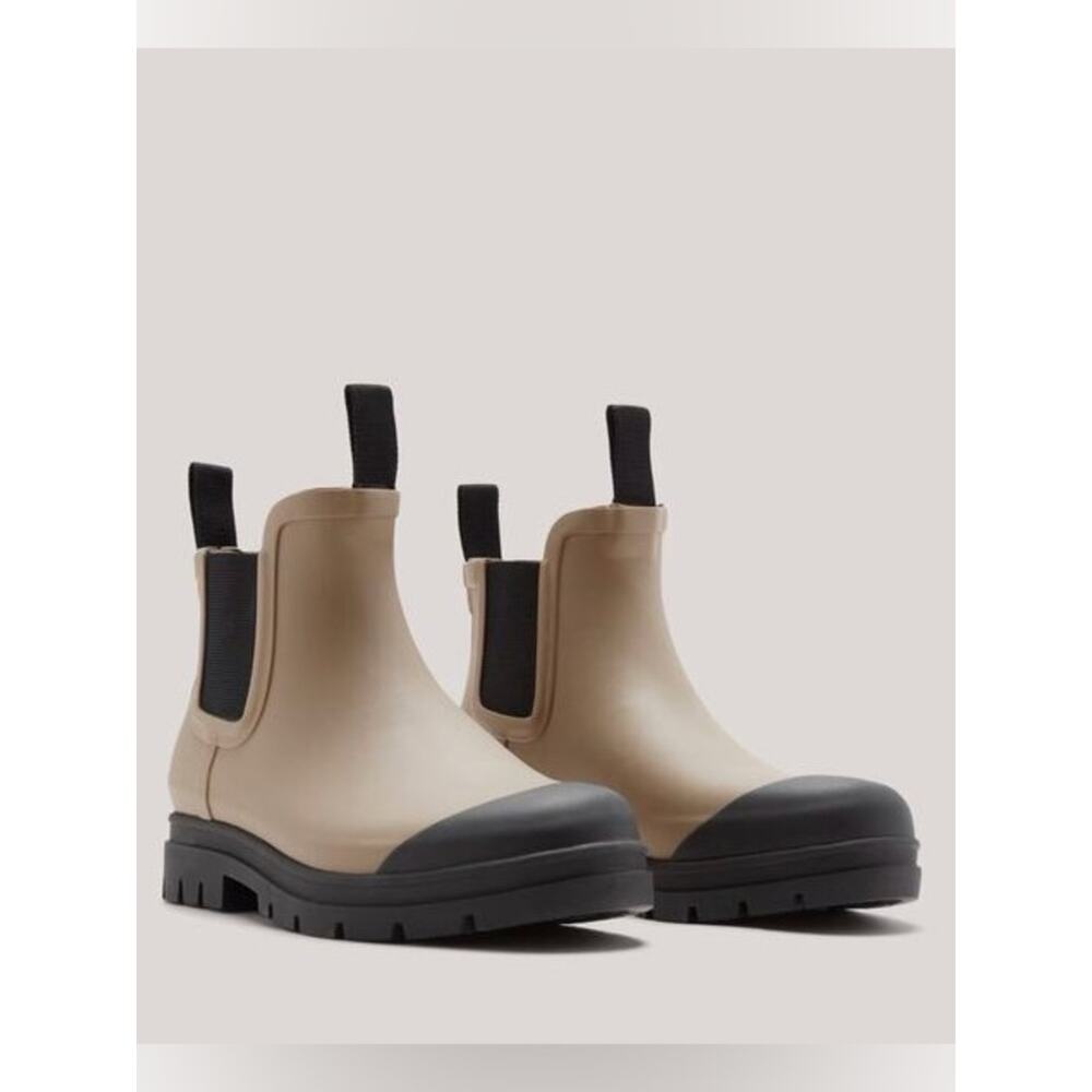 Everlane Stone Tan Gray Chelsea Rain Boots Rubber Lug Sole Minimalist Sz 10 NEW - Picture 5 of 5
